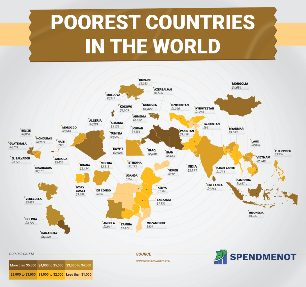 Poorest Countries In The World Map